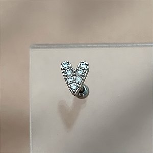 PIERCING CARTILAGEM CORAÇÃO ALONGADO ZIRCÔNIAS 6MM HASTE AÇO 316L FOLHEADO A RÓDIO SEMIJOIA PARA ATUALIZAÇÃO⭐️