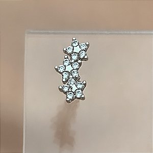 PIERCING CARTILAGEM/TRÁGUS FLORES ZIRCÔNIAS 6MM HASTE AÇO 316L FOLHEADO A RÓDIO SEMIJOIA PARA ATUALIZAÇÃO⭐️