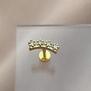 PIERCING CARTILAGEM DETALHES MICRO ZIRCÔNIA 6MM HASTE RETA AÇO 316L FOLHEADO A OURO 18K SEMIJOIA PARA ATUALIZAÇÃO⭐️