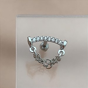 PIERCING CARTILAGEM FIO ZIRCÔNIAS CORRENTE 6MM HASTE AÇO 316L FOLHEADO A RÓDIO SEMIJOIA PARA ATUALIZAÇÃO⭐️