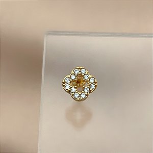 PIERCING CARTILAGEM TREVO VAZADO ZIRCÔNIA 6MM HASTE AÇO 316L FOLHEADO A OURO 18K SEMIJOIA PARA ATUALIZAÇÃO⭐️