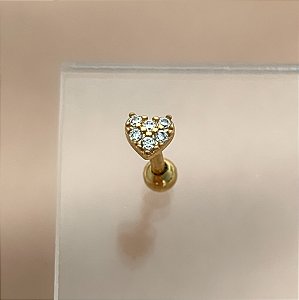 PIERCING CARTILAGEM MINI CORAÇÃO ZIRCÔNIAS 7MM HASTE AÇO 316L FOLHEADO A OURO 18K SEMIJOIA PARA ATUALIZAÇÃO⭐️