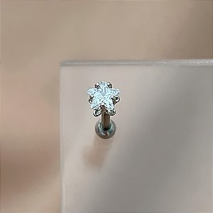 PIERCING CARTILAGEM ESTRELA ZIRCÔNIA 7MM HASTE AÇO 316L FOLHEADO A RÓDIO SEMIJOIA PARA ATUALIZAÇÃO⭐️
