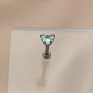 PIERCING CARTILAGEM CORAÇÃO ZIRCÔNIA G 6MM HASTE AÇO 316L FOLHEADO A RÓDIO SEMIJOIA PARA ATUALIZAÇÃO⭐️