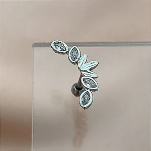 PIERCING CARTILAGEM/TRÁGUS HASTE AÇO 316L DETALHES ZIRCÔNIAS M 6MM FOLHEADO A RÓDIO SEMIJOIA PARA ATUALIZAÇÃO⭐️