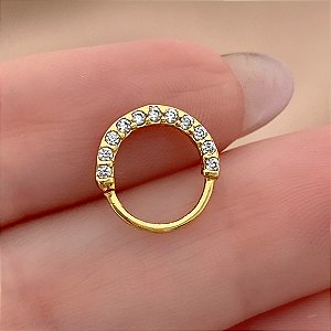 PIERCING NARIZ / SEPTO ARGOLINHA ZIRCÔNIAS FRONTAIS 8MM FOLHEADO A OURO 18K SEMIJOIA PARA ATUALIZAÇÃO⭐️