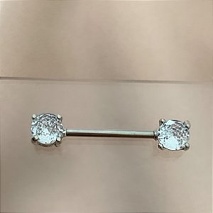 PIERCING MAMILO / ÍNTIMO RETO ZIRCÔNIAS 15MM AÇO 316L FOLHEADO A RÓDIO PARA PERFURAÇÃO⭐️