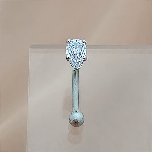 PIERCING ÍNTIMO GOTA ZIRCÔNIA 9MM AÇO 316L FOLHEADO A RÓDIO SEMIJOIA PARA ATUALIZAÇÃO⭐️