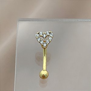 PIERCING ÍNTIMO CORAÇÃO VAZADO ZIRCÔNIA 9MM AÇO 316L FOLHEADO A OURO 18K SEMIJOIA PARA ATUALIZAÇÃO⭐️