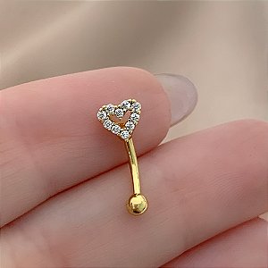 PIERCING ÍNTIMO CORAÇÃO VAZADO ZIRCÔNIA 9MM AÇO 316L FOLHEADO A OURO 18K SEMIJOIA PARA ATUALIZAÇÃO⭐️