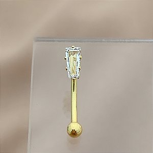 PIERCING ÍNTIMO ZIRCÔNIA RETANGULAR ASSIMÉTRICA 9MM AÇO 316L FOLHEADO A OURO 18K SEMIJOIA PARA ATUALIZAÇÃO⭐️