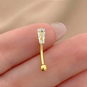 PIERCING ÍNTIMO ZIRCÔNIA RETANGULAR ASSIMÉTRICA 9MM AÇO 316L FOLHEADO A OURO 18K SEMIJOIA PARA ATUALIZAÇÃO⭐️