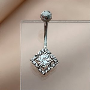 PIERCING UMBIGO FLOR ZIRCÔNIAS PÉTALAS VAZADAS 10MM AÇO 316L FOLHEADO A RÓDIO SEMIJOIA PARA ATUALIZAÇÃO⭐️