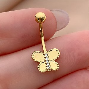 PIERCING UMBIGO BORBOLRETA BORDA BOLINHAS FIO ZIRCÔNIAS 10MM AÇO 316L FOLHEADO A OURO 18K SEMIJOIA PARA ATUALIZAÇÃO⭐️