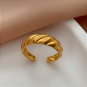 ANEL REGULÁVEL FIO TORCIDO DOURADO AÇO 316L⭐️