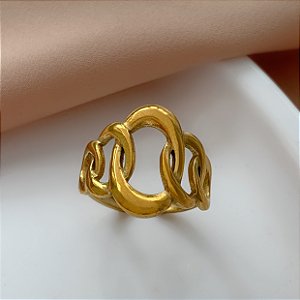 ANEL REGULÁVEL ELOS OVAIS IRREGULARES DOURADO AÇO 316L⭐️