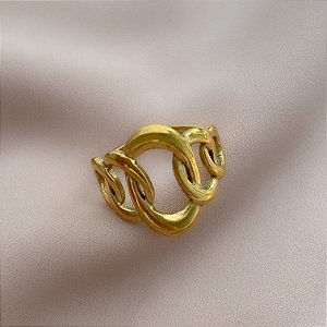 ANEL REGULÁVEL ELOS OVAIS IRREGULARES DOURADO AÇO 316L⭐️