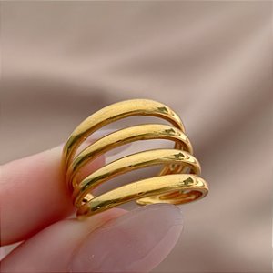 ANEL FIOS LISOS RETOS DOURADO AÇO 316L⭐️