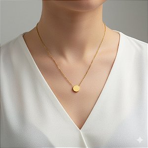 COLAR BOLINHA LISA ACHATADA DOURADO AÇO 316L⭐️