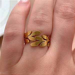 ANEL RAMINHOS LISOS DOURADO AÇO 316L⭐️