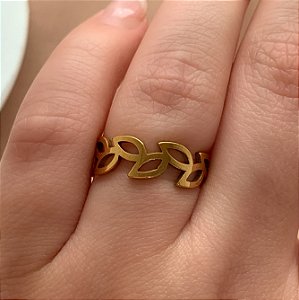 ANEL RAMINHOS VAZADOS DOURADO AÇO 316L⭐️
