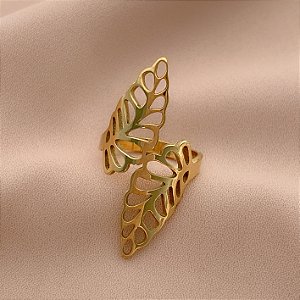 ANEL RAMINHOS VAZADOS CRUZADOS DOURADO AÇO 316L⭐️