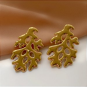 BRINCO ALGA DOURADO AÇO 316L⭐️