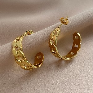 BRINCO ARGOLA CORRENTE GROSSA DOURADO AÇO 316L⭐️