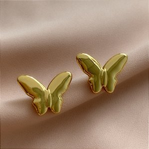 BRINCO BORBOLETA LISA DOURADO AÇO 316L⭐️