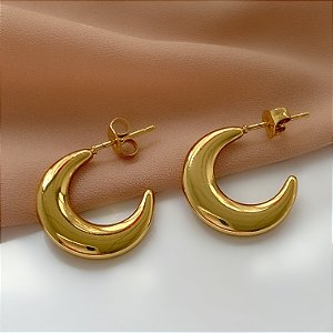 BRINCO ARGOLA MEIA LUA P DOURADO AÇO 316L⭐️