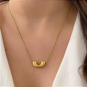 COLAR DELICADO ABSTRATO DOURADO AÇO 316L PREMIUM⭐️