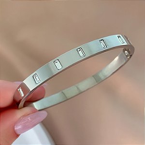 PULSEIRA / BRACELETE ZIRCÔNIAS RETANGULARES AÇO 316L⭐️