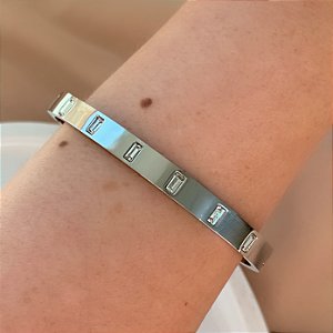 PULSEIRA / BRACELETE ZIRCÔNIAS RETANGULARES AÇO 316L⭐️