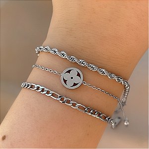PULSEIRA KIT CORRENTES CLÁSSICAS TREVO LISO AÇO 316L⭐️