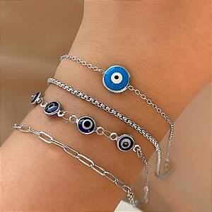 PULSEIRA KIT CORRENTES OLHO GREGO AÇO 316L PREMIUM⭐️