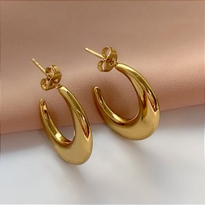 BRINCO ARGOLA MEIA LUA M DOURADO AÇO 316L⭐️