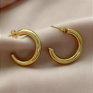 BRINCO ARGOLA TUBO P FINA DOURADO AÇO 316L⭐️