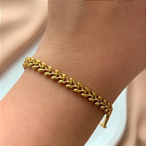 PULSEIRA RAMINHOS LISOS BOLEADOS DOURADO AÇO 316L⭐️