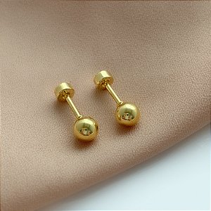 BRINCO BOLINHA TARRAXA ROSCA  DOURADO AÇO 316L⭐️