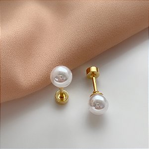 BRINCO PÉROLA TARRAXA ROSCA DOURADO AÇO 316L⭐️