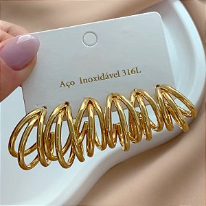 BRINCO KIT ARGOLAS TRÊS FIOS TUBOS FINOS DOURADO AÇO 316L⭐️