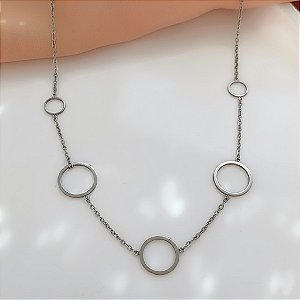 COLAR CÍRCULOS FINOS DELICADOS VAZADOS AÇO 316L⭐️