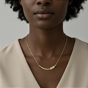 COLAR FIO CURVADO MINI TREVOS DOURADO AÇO 316L⭐️