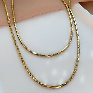 COLAR CORRENTE RABO DE RATO GROSSO 90CM DOURADO AÇO 316L⭐️