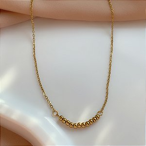 COLAR BOLINHAS DOURADO AÇO 316L PREMIUM⭐️