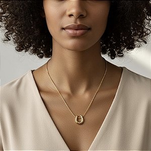 COLAR FERRADURA LISA DOURADO AÇO 316L PREMIUM⭐️