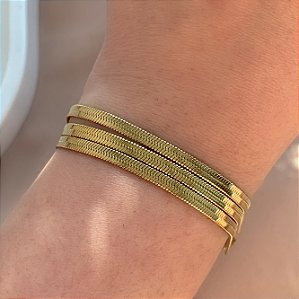 PULSEIRA TRIPLA FITA FINA DOURADO AÇO 316L⭐️