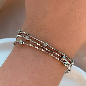 PULSEIRA TRIPLA CORRENTE BOLINHAS AÇO 316L⭐️
