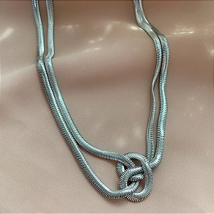 COLAR CORRENTE COBRA DUPLO NÓ AÇO 316L⭐️