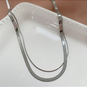 COLAR DUPLO FITA FINA E RABO DE RATO FINO AÇO 316L⭐️